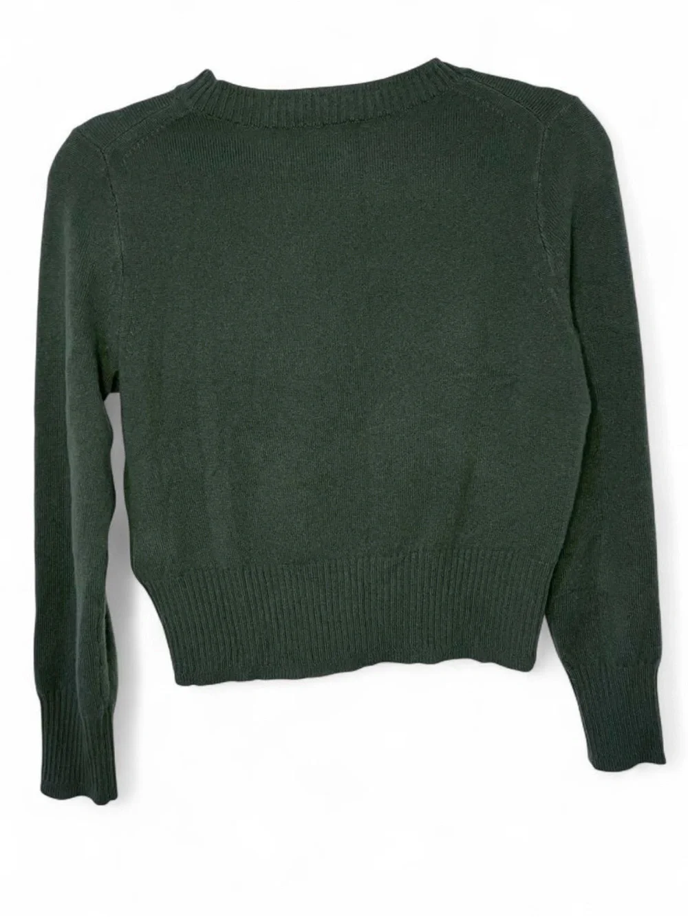 J. Crew 100% Cashmere Cropped Sweater XS Olive Green Long Sleeve